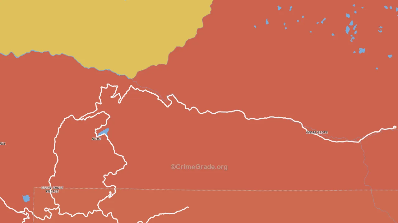 Kings Canyon National Pk, CA Map of Arson Rates