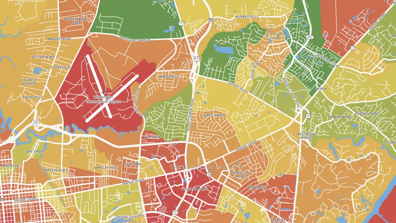 Kings Grant, NC Map of Arson Rates