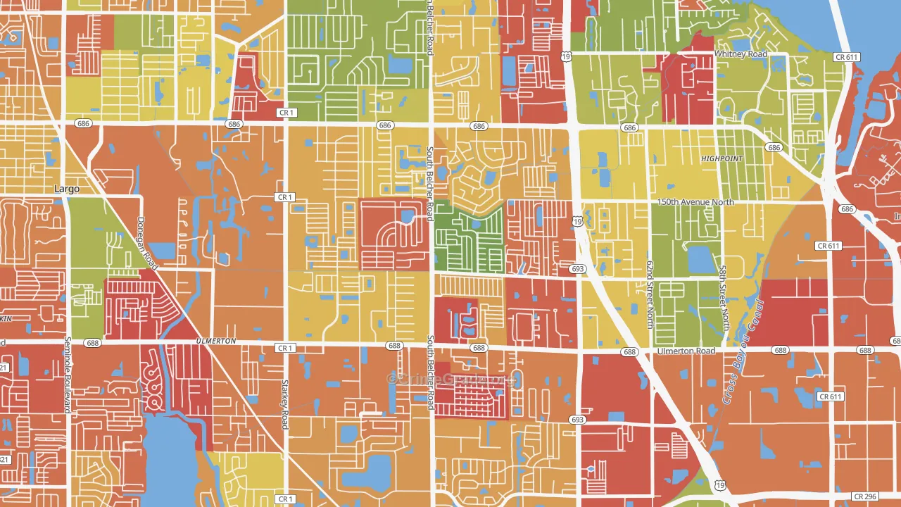 Kings Manor, Largo, FL Map of Arson Rates
