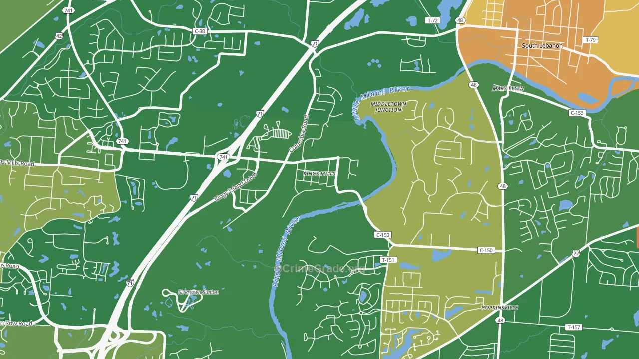 Kings Mills, OH Map of Arson Rates