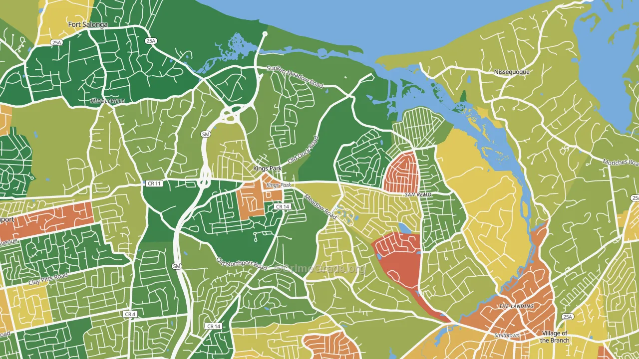 Kings Park, NY Map of Arson Rates