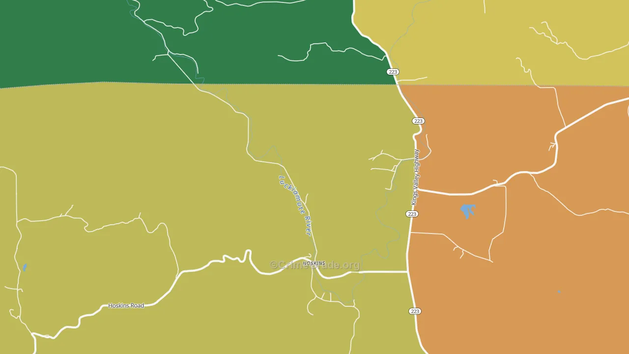 Kings Valley, OR Map of Arson Rates