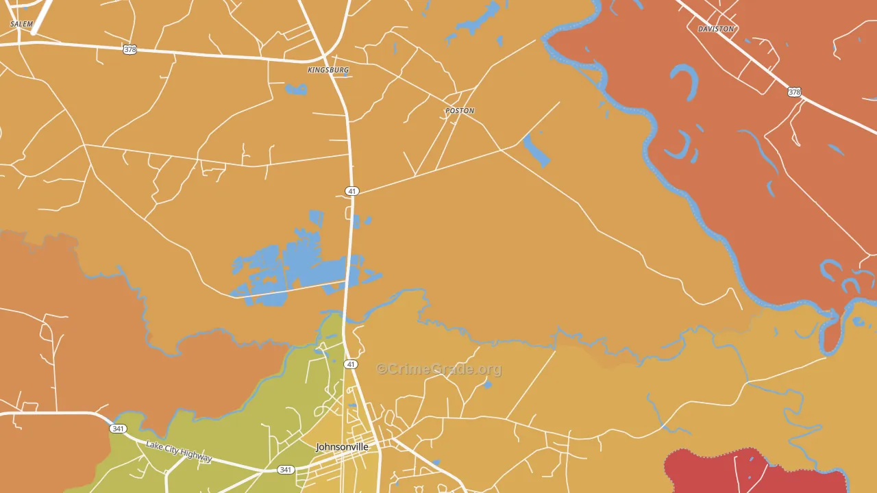 Kingsburg, SC Map of Arson Rates