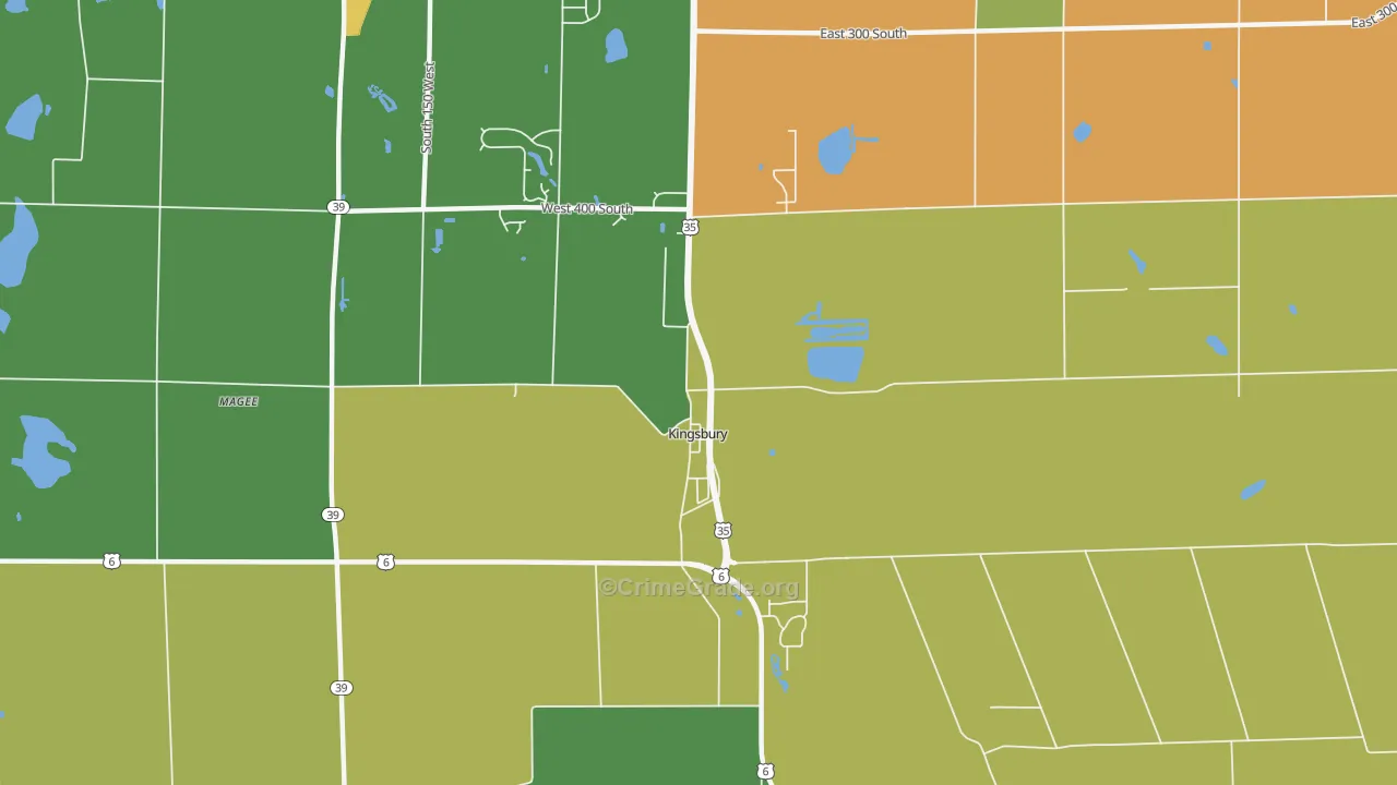 Kingsbury, IN Map of Arson Rates