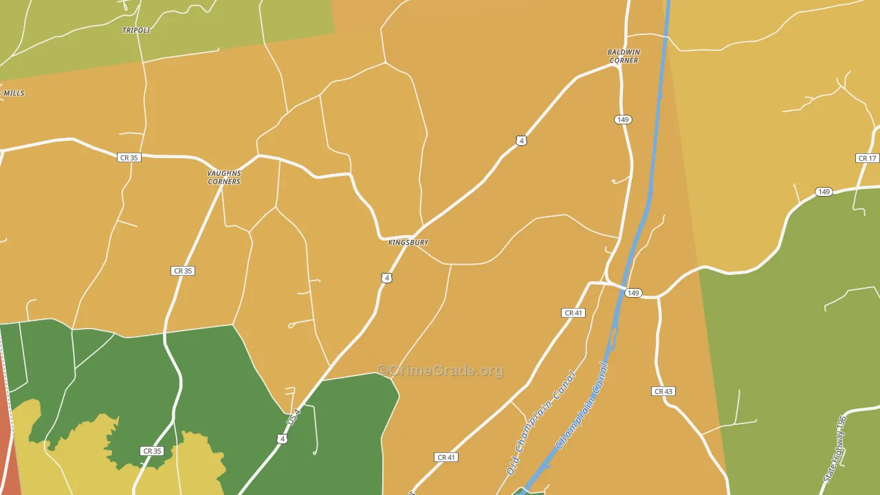 Kingsbury, NY Map of Arson Rates