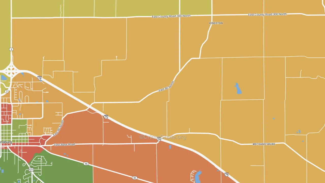 Kingston, IN Map of Arson Rates