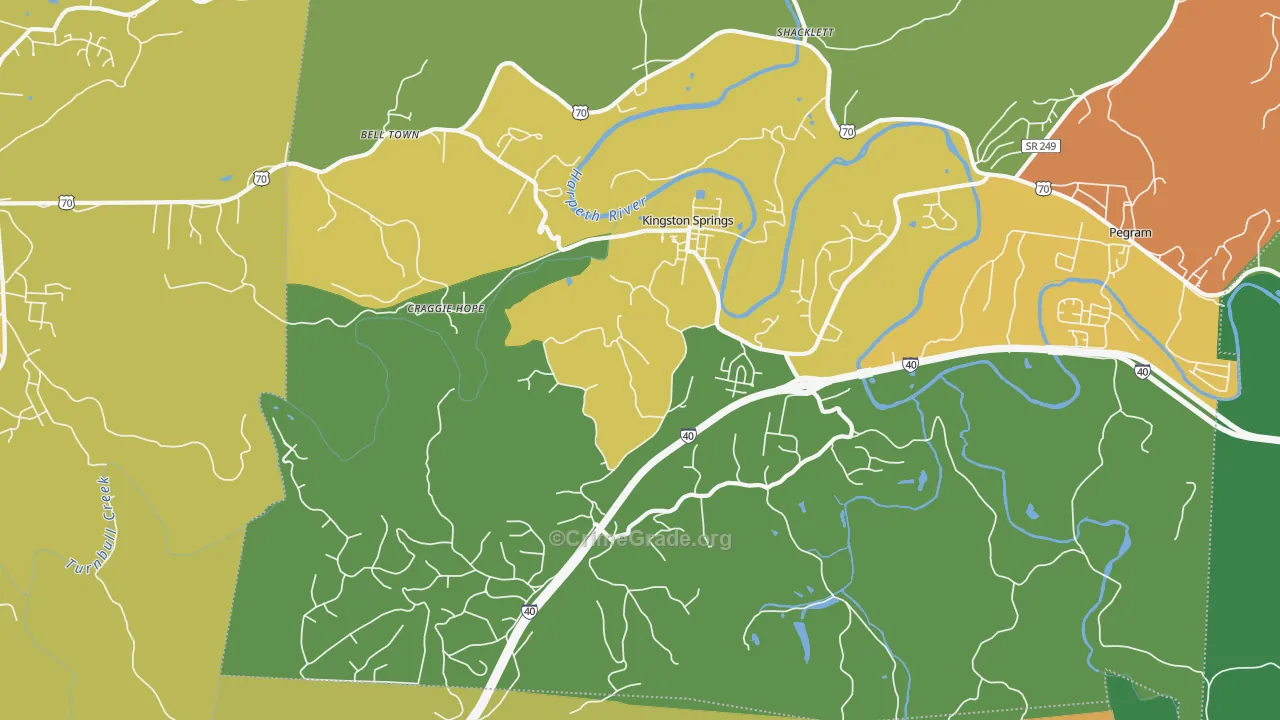 Kingston Springs, TN Map of Arson Rates