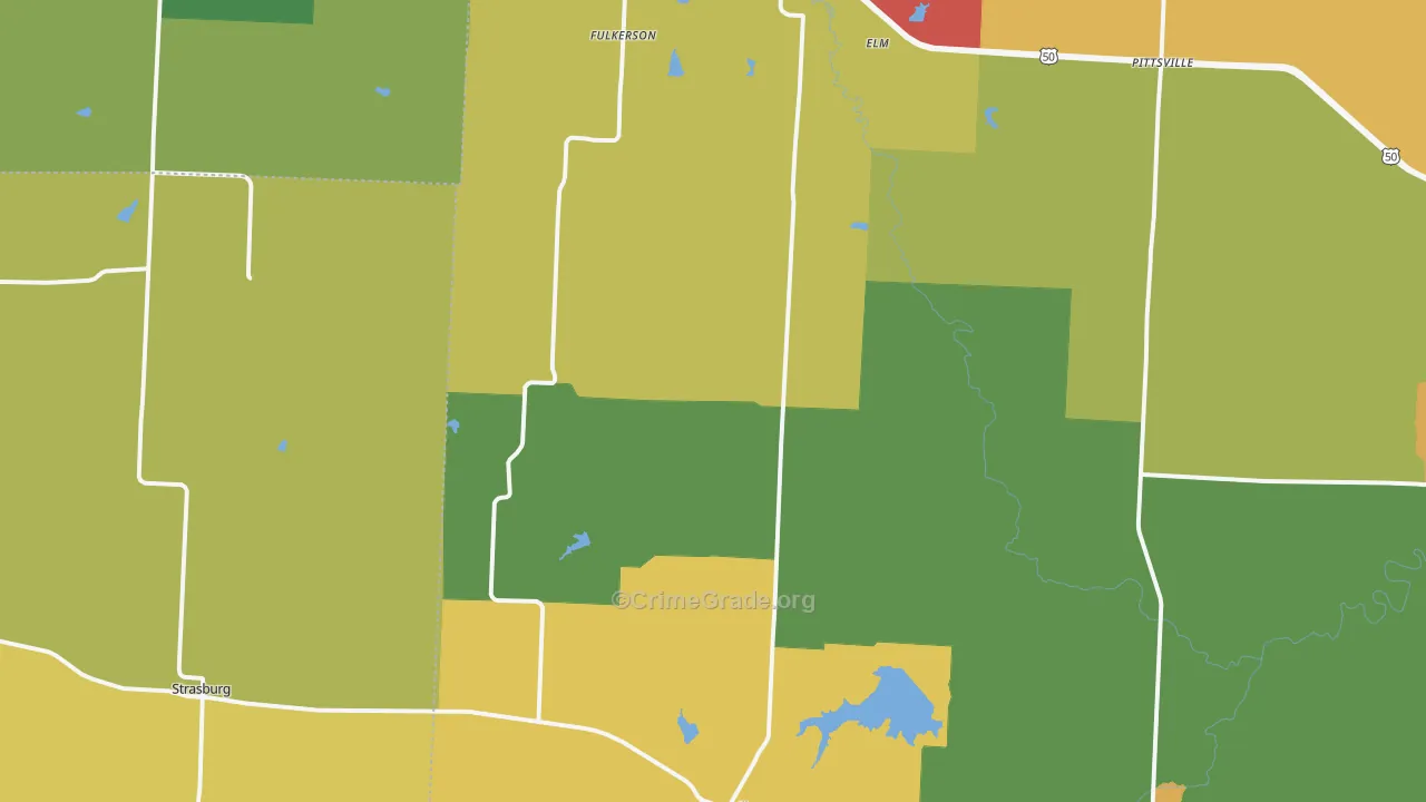 Kingsville, MO Map of Arson Rates