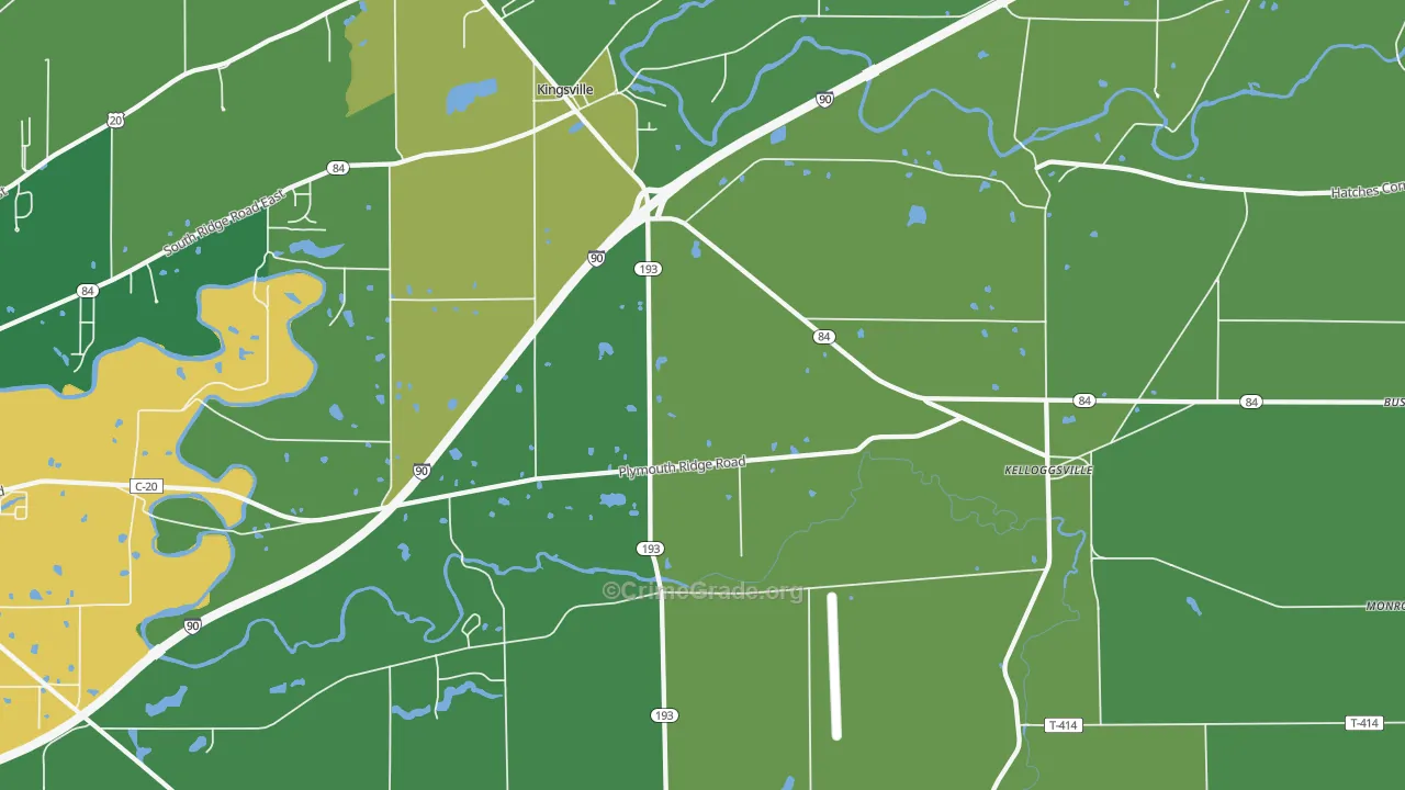 Kingsville, OH Map of Arson Rates