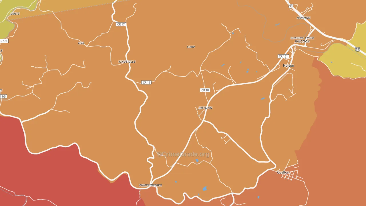 Kingsville, WV Map of Arson Rates