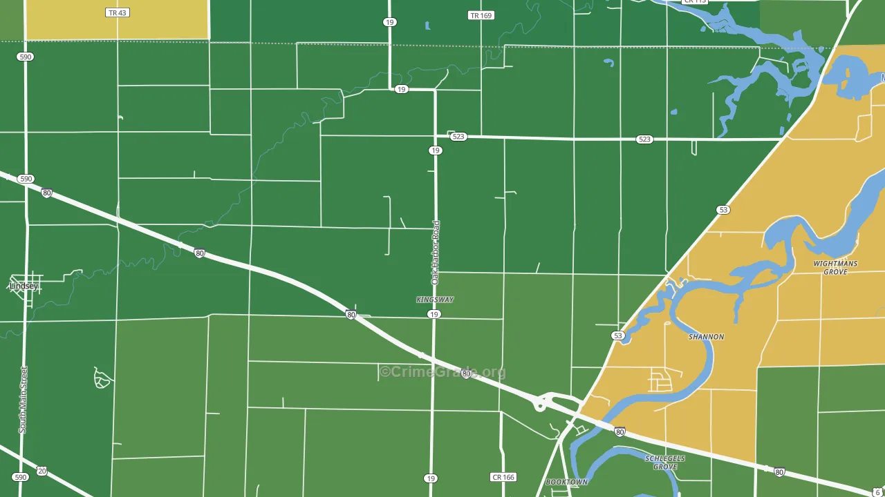 Kingsway, OH Map of Arson Rates
