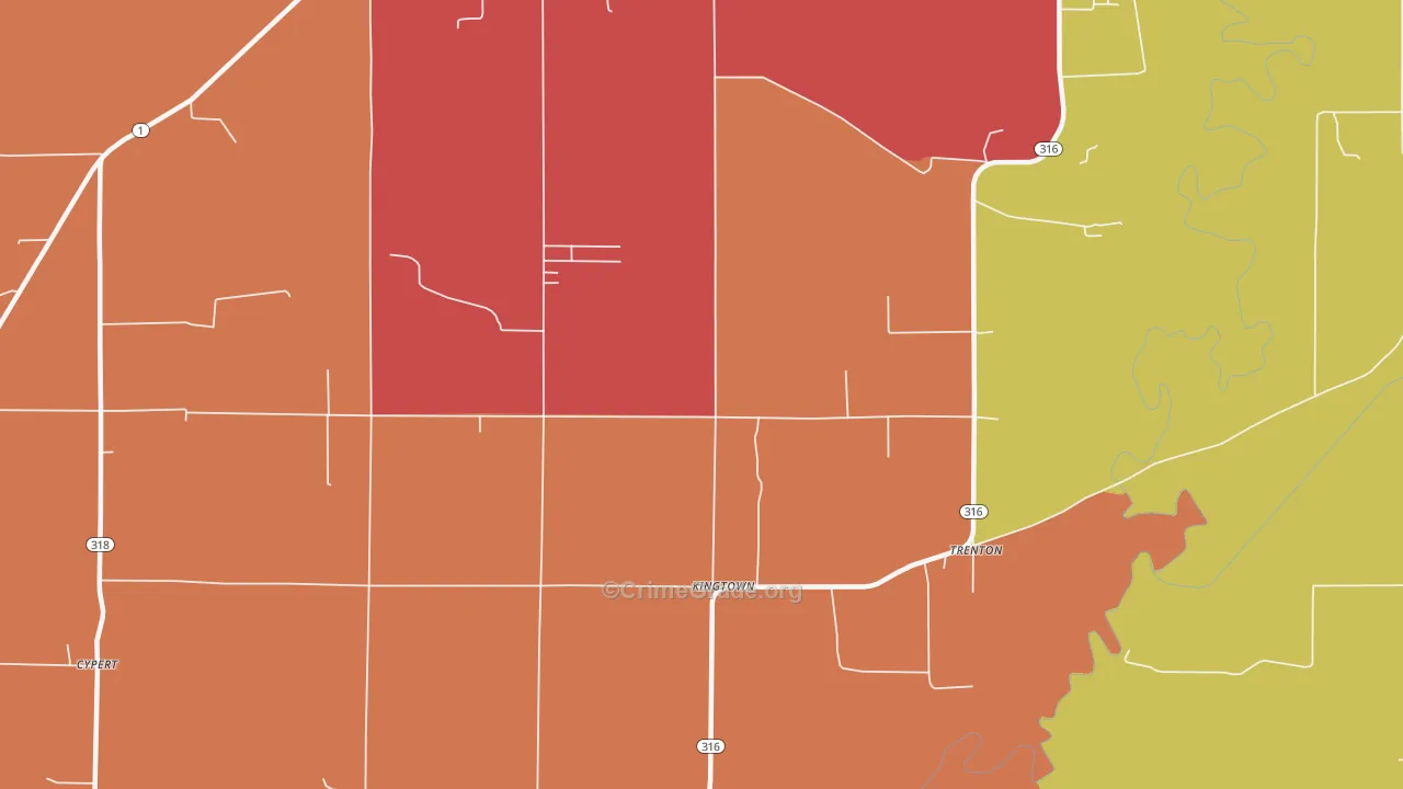 Kingtown, AR Map of Arson Rates