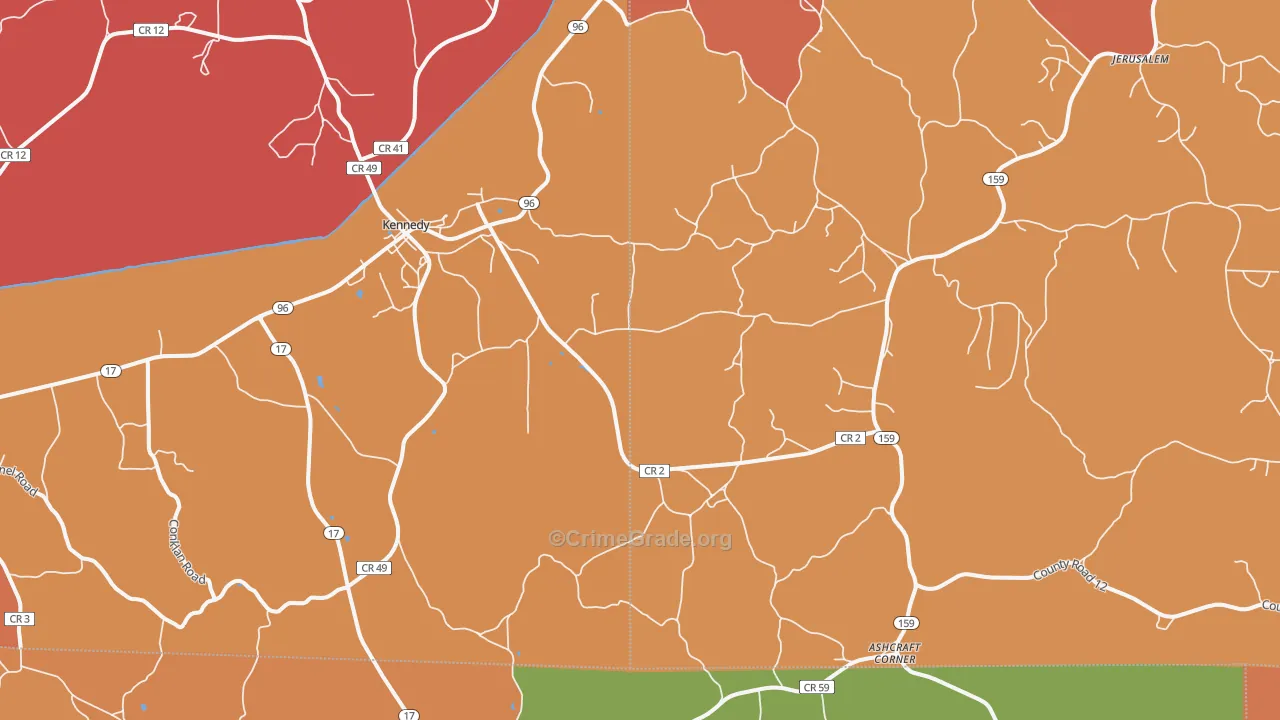 Kingville, AL Map of Arson Rates