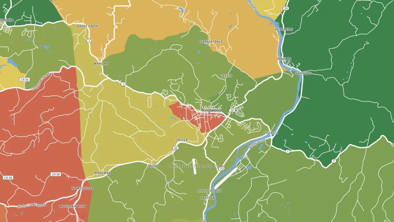 Kingwood, WV Map of Arson Rates