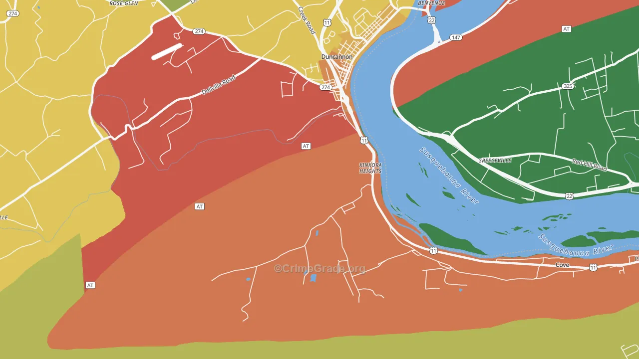 Kinkora Heights, PA Map of Arson Rates