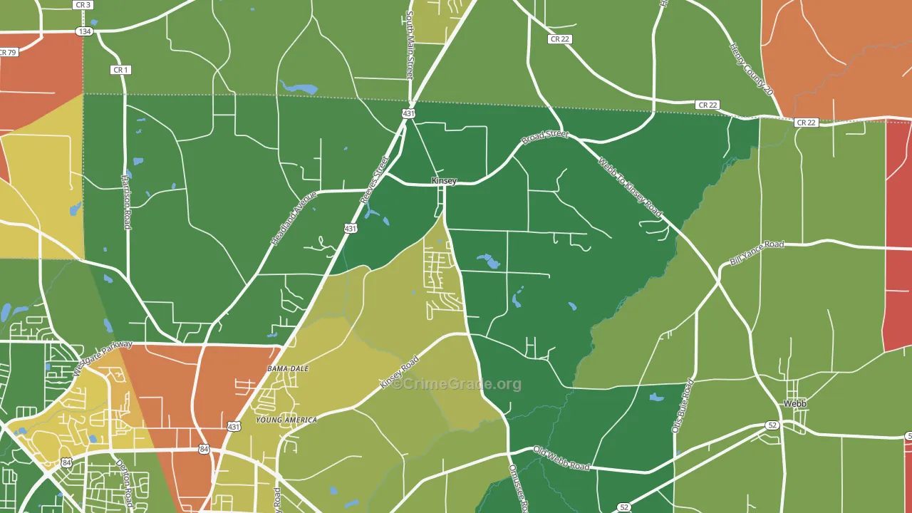 Kinsey, AL Map of Arson Rates