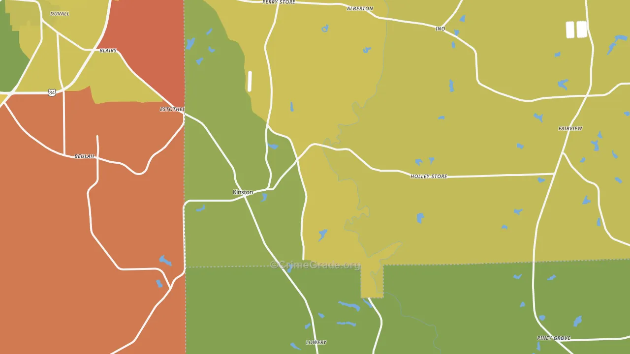 Kinston, AL Map of Arson Rates