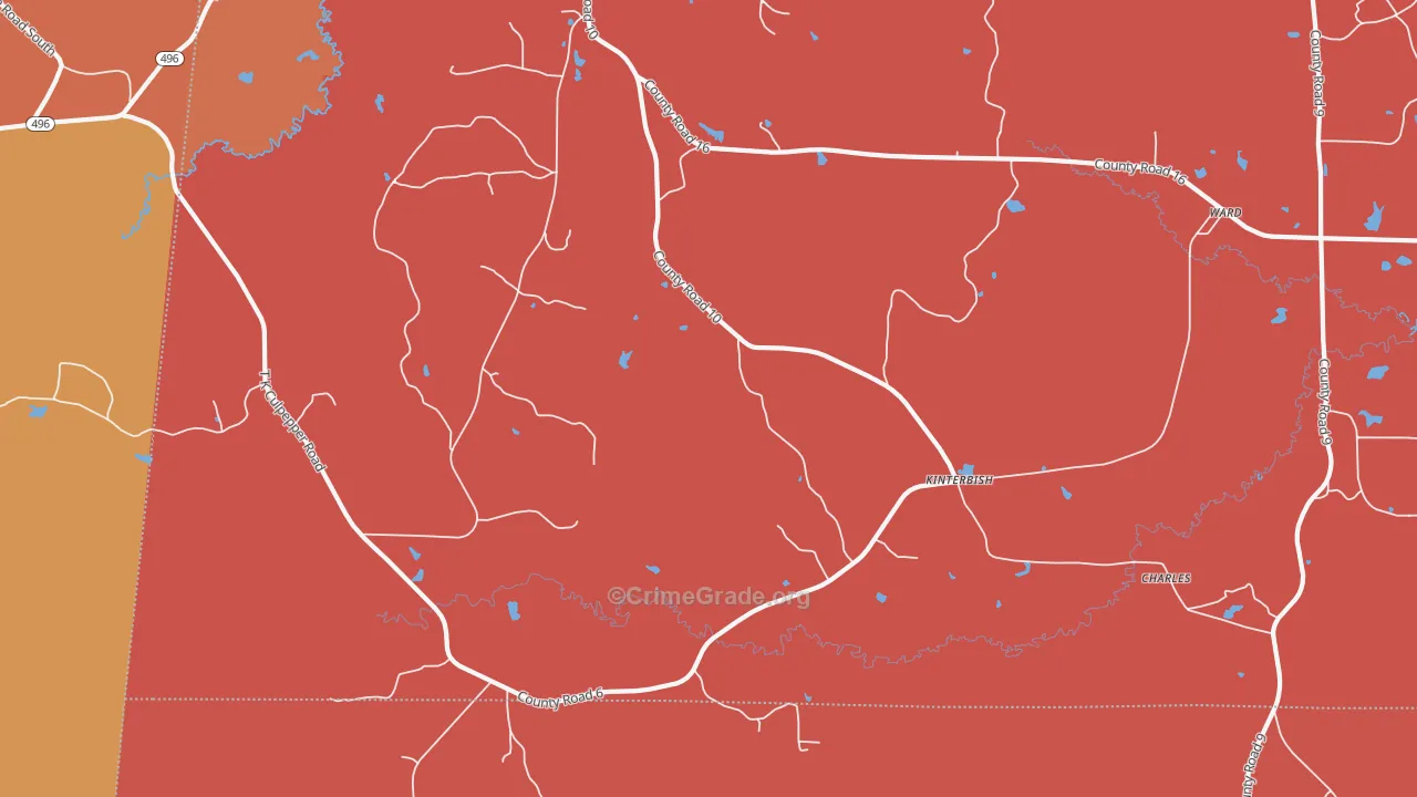 Kinterbish, AL Map of Arson Rates
