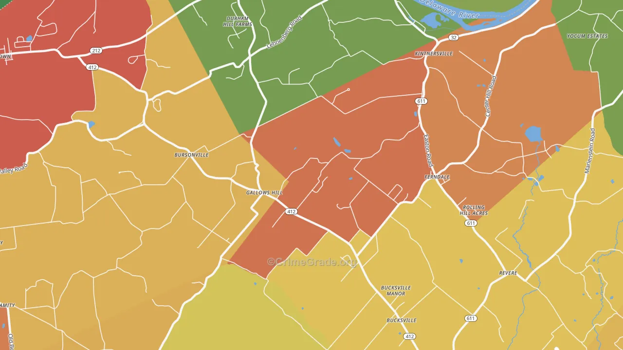 Kintnersville, PA Map of Arson Rates