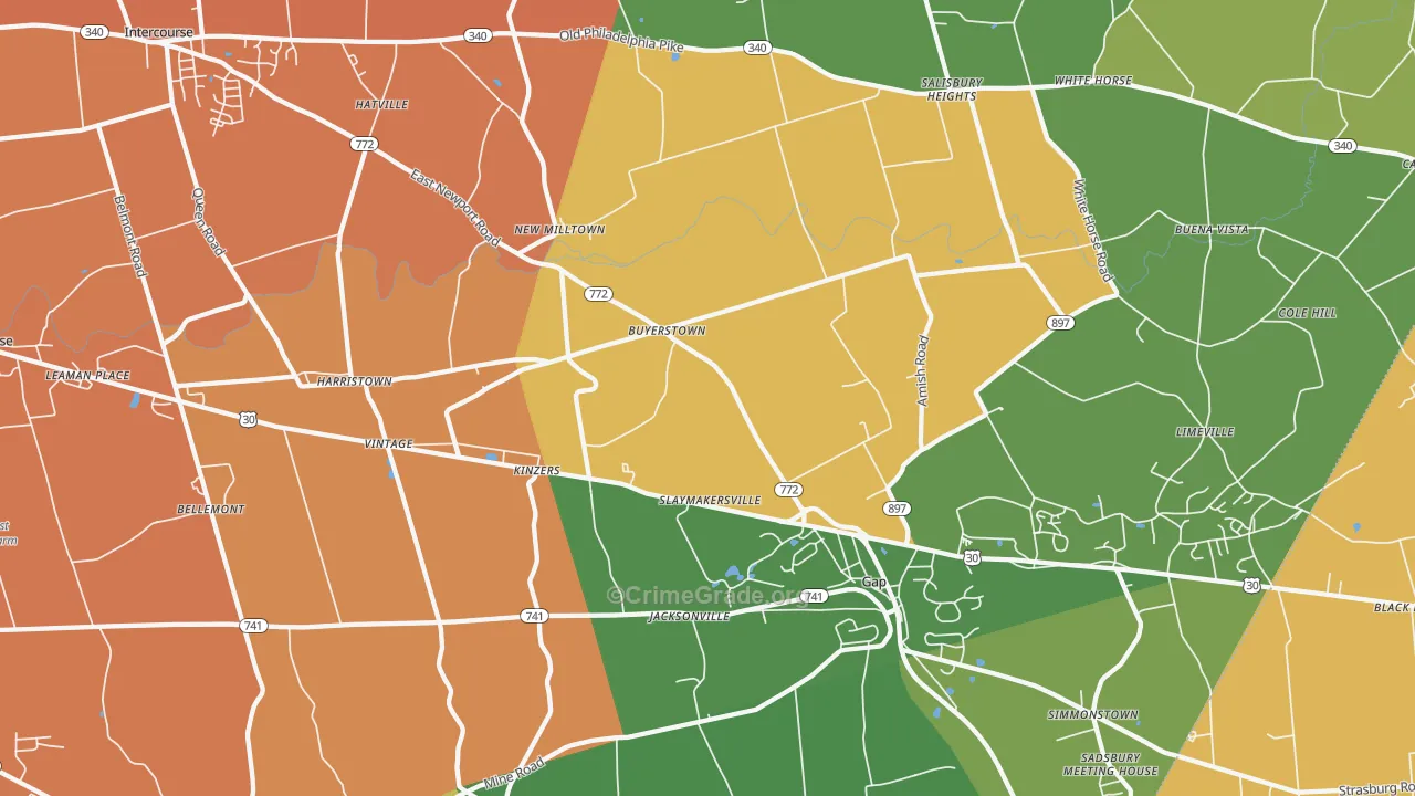 Kinzers, PA Map of Arson Rates