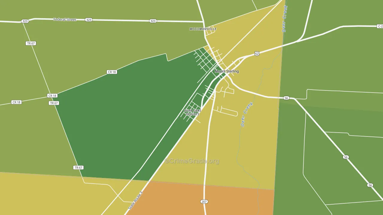 Kiousville, OH Map of Arson Rates