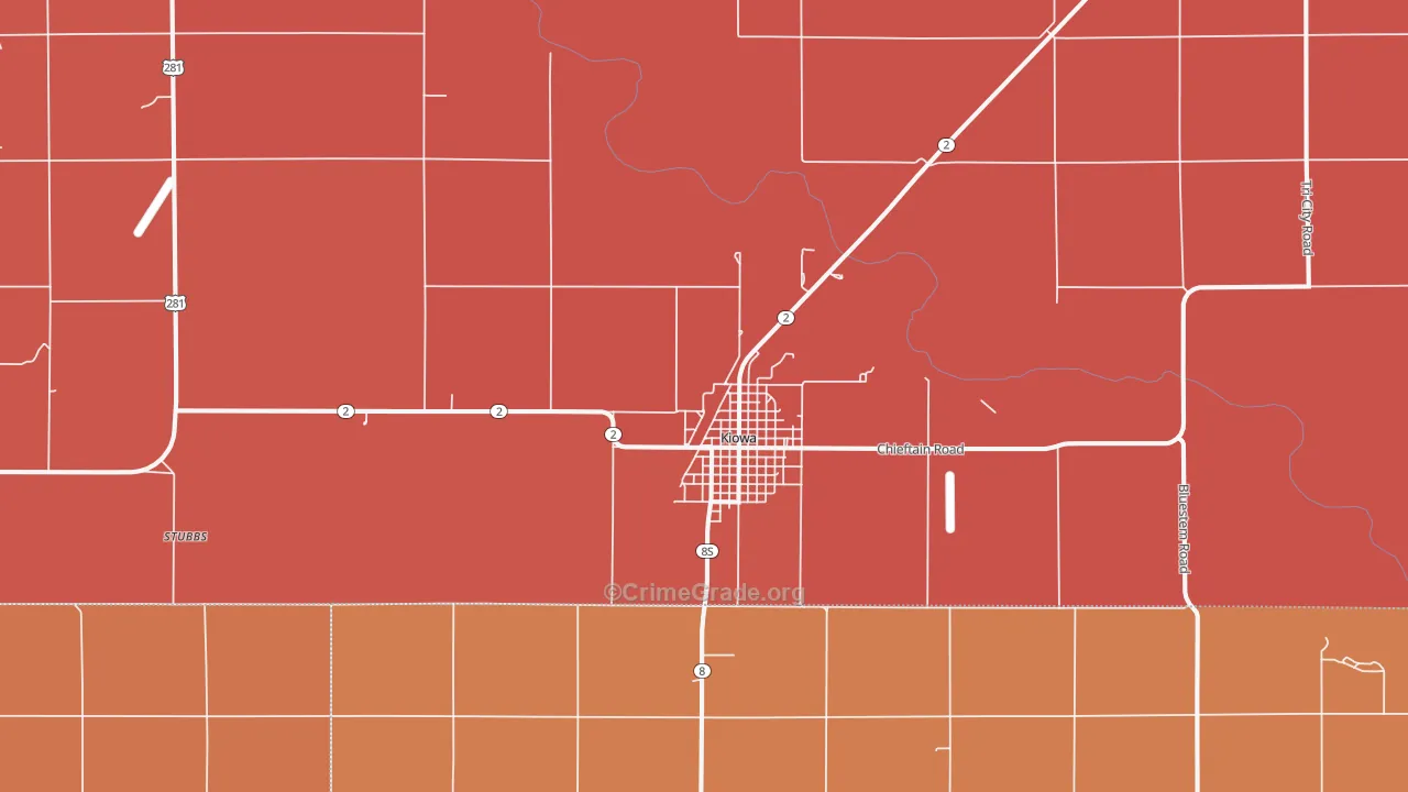 Kiowa, KS Map of Arson Rates
