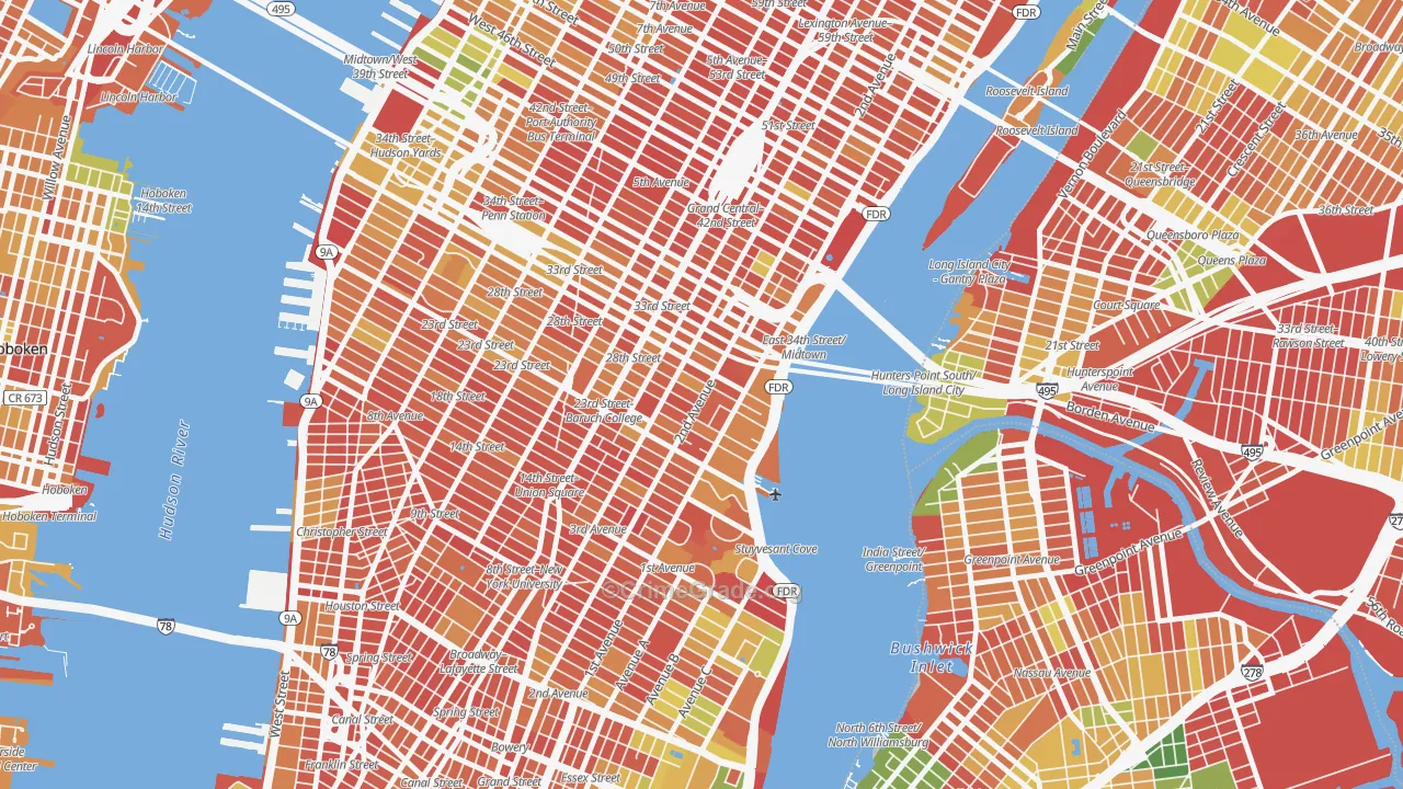 Kips Bay, Manhattan, NY Map of Arson Rates