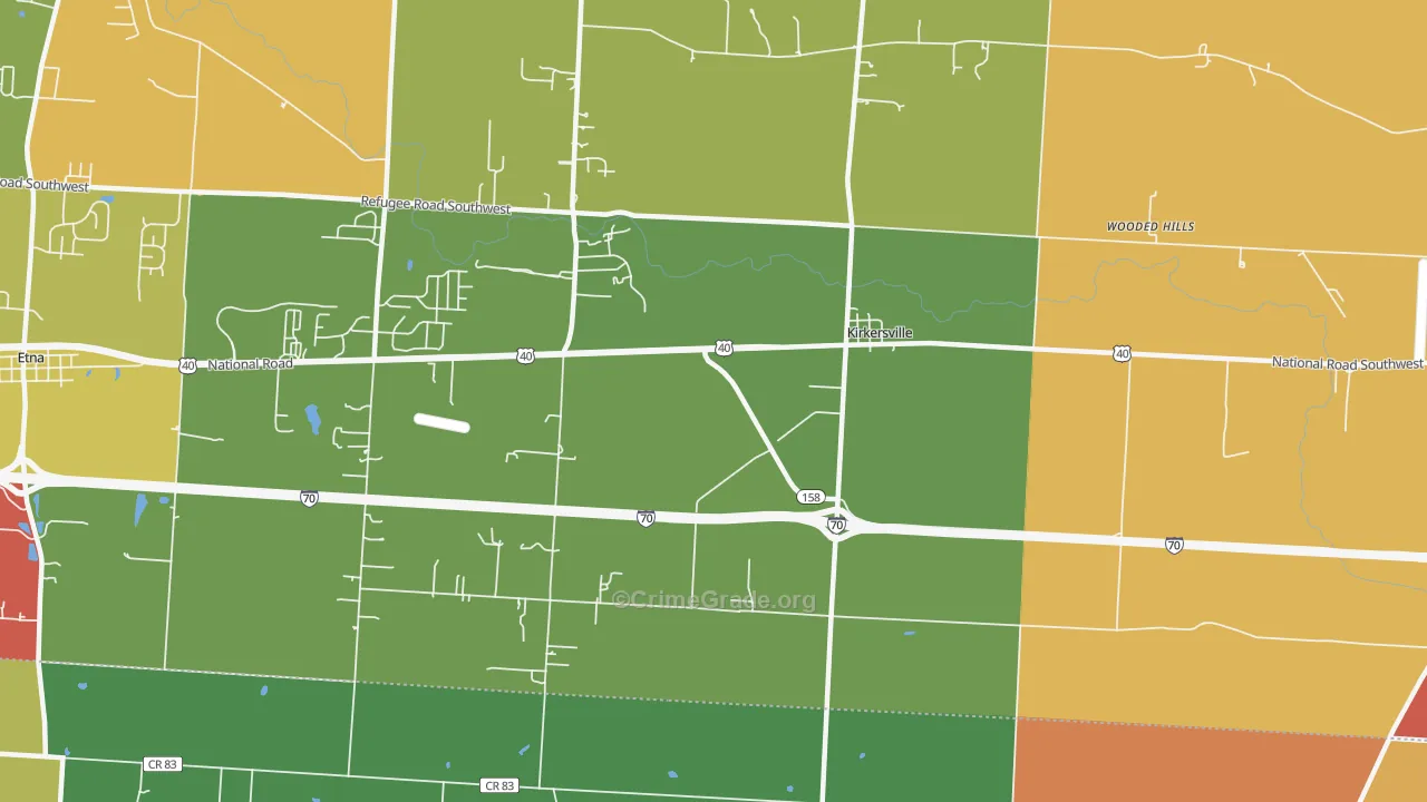 Kirkersville, OH Map of Arson Rates