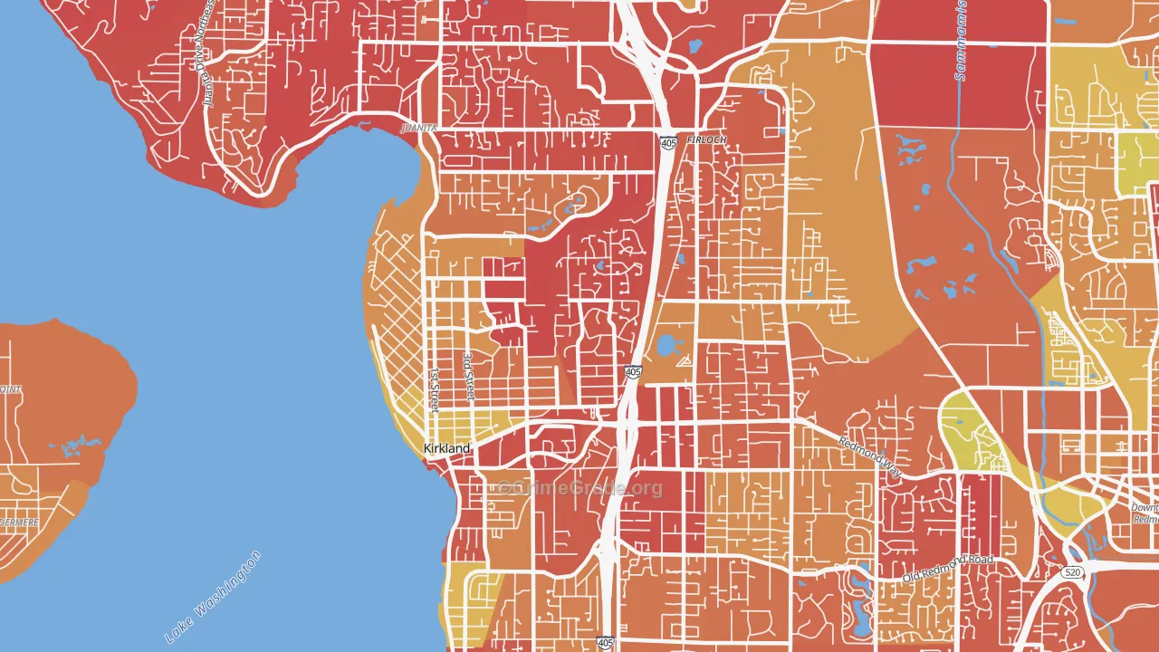 Kirkland, WA Map of Arson Rates