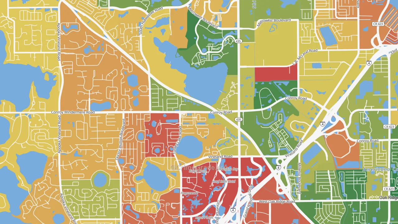 Kirkman South, Orlando, FL Map of Arson Rates