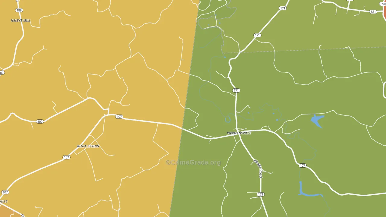 Kirkmansville, KY Map of Arson Rates