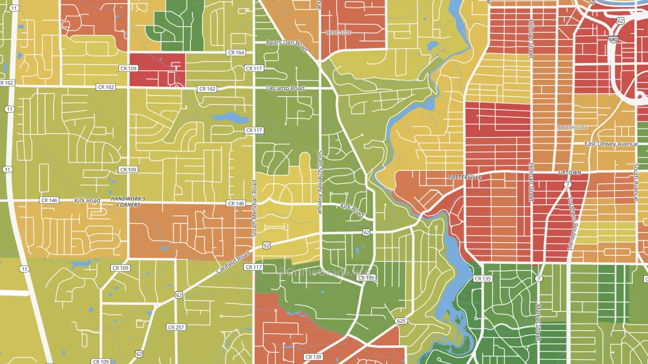Kirkmere, Youngstown, OH Map of Arson Rates