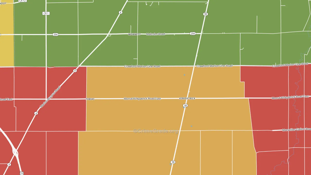 Kirkpatrick, OH Map of Arson Rates