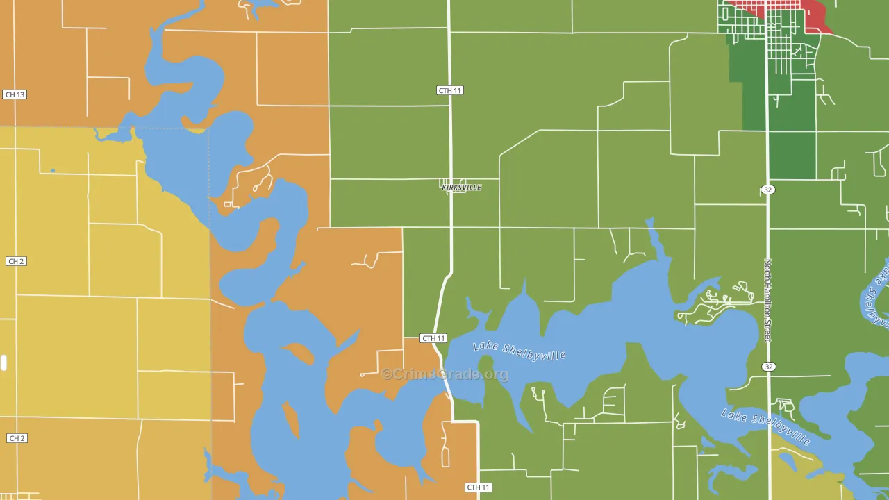 Kirksville, IL Map of Arson Rates