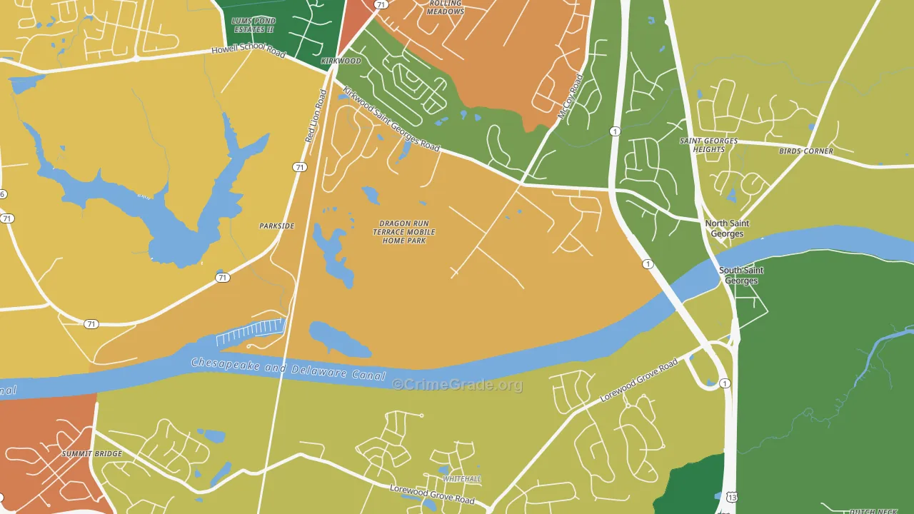 Kirkwood, DE Map of Arson Rates