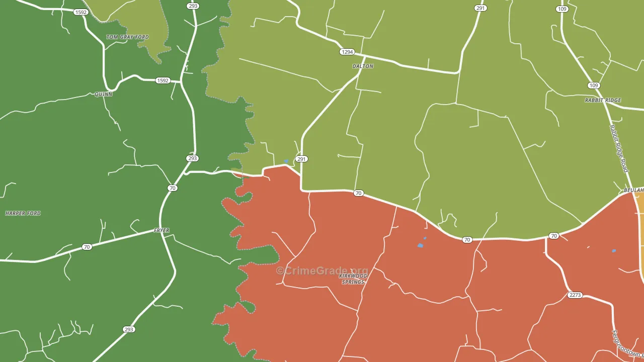 Kirkwood Springs, KY Map of Arson Rates