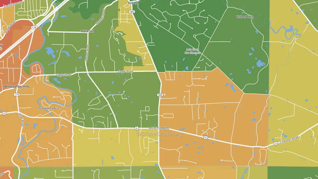 Kirtland, OH Map of Arson Rates