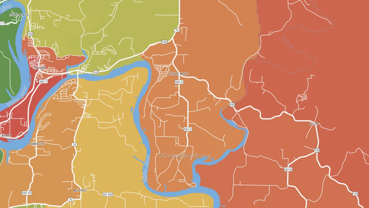 Kissee Mills, MO Map of Arson Rates