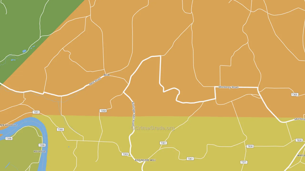 Kissingers Mill, PA Map of Arson Rates