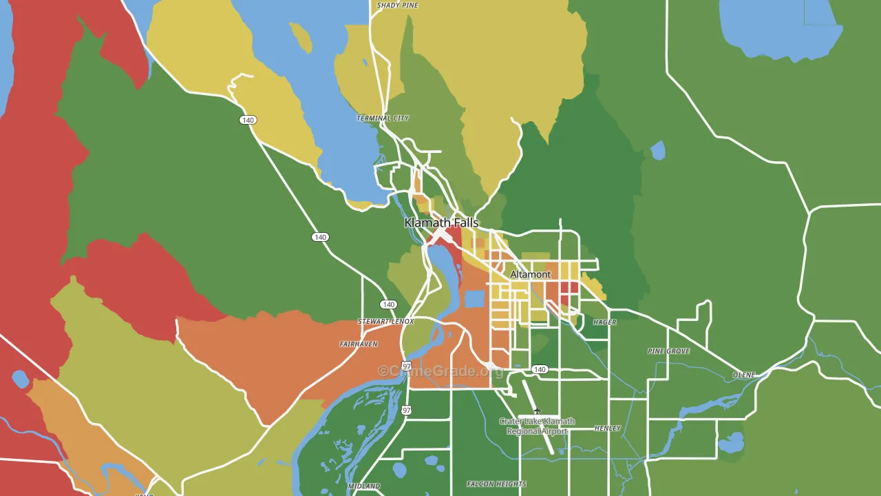 Klamath Falls, OR Map of Arson Rates