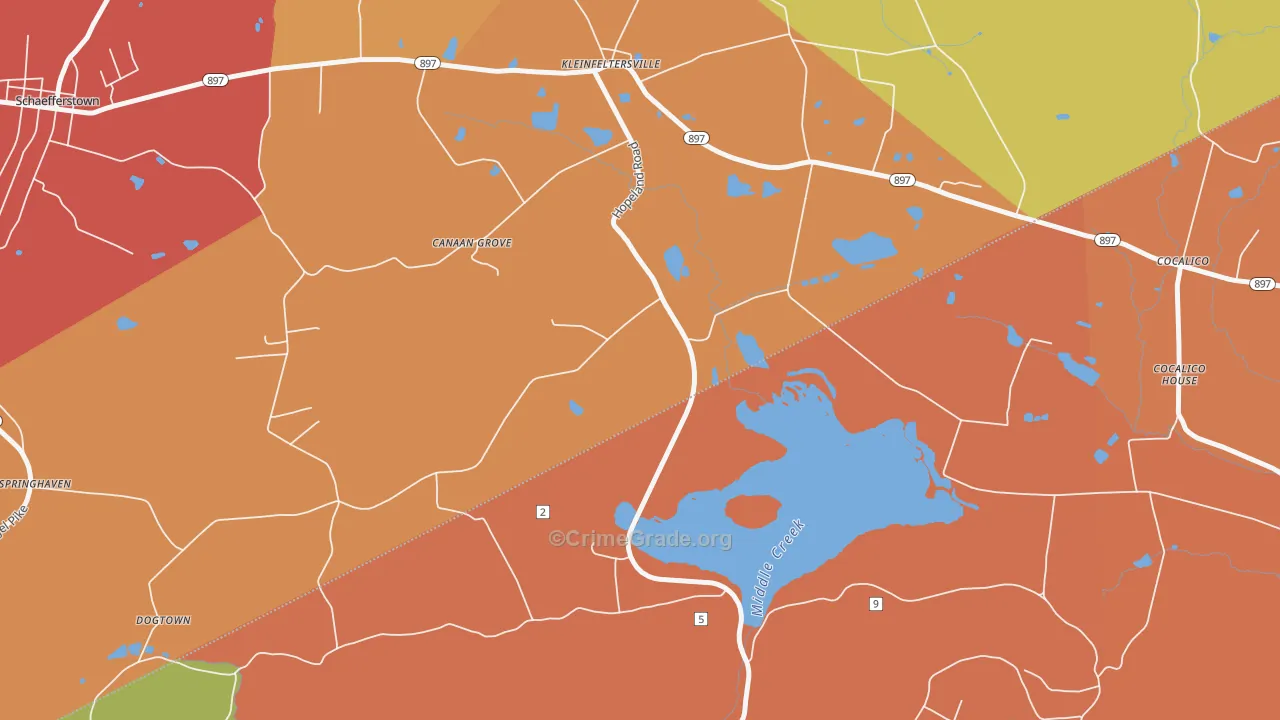 Kleinfeltersville, PA Map of Arson Rates