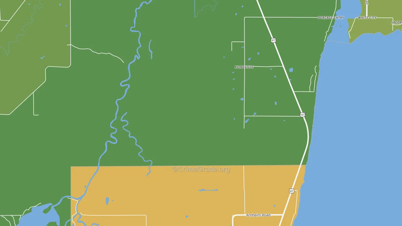 Klingville, MI Map of Arson Rates