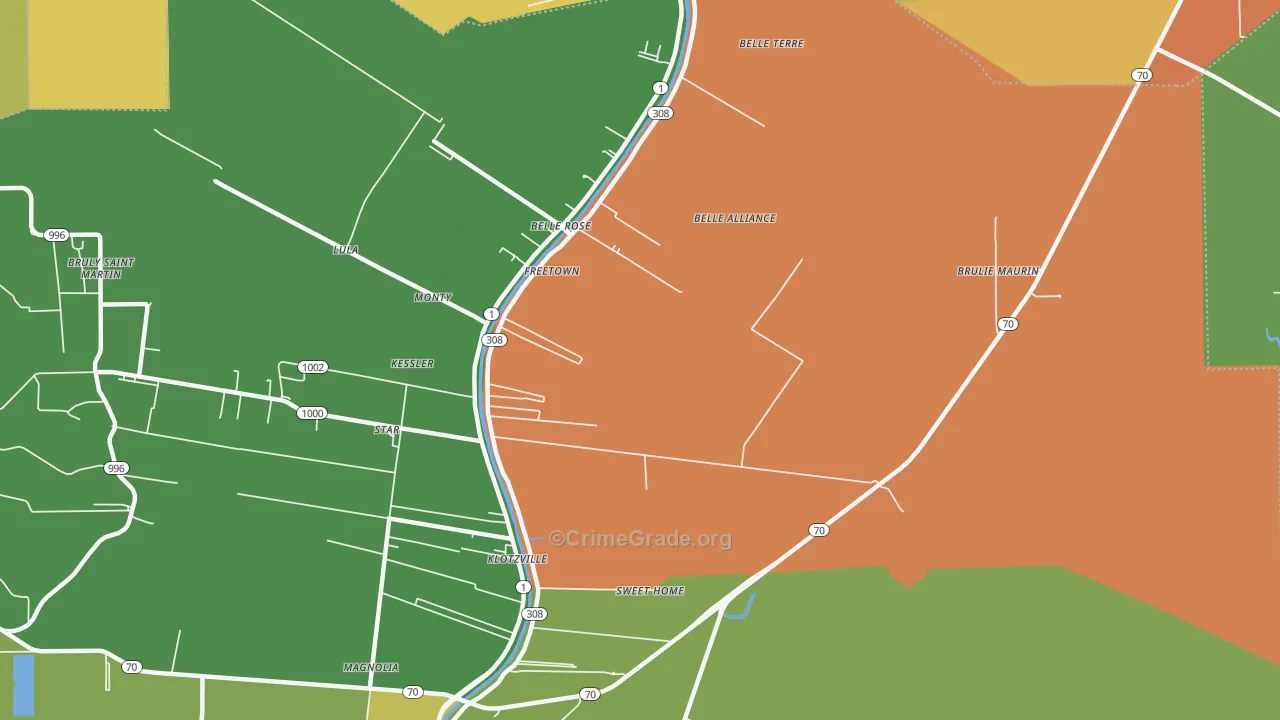 Klotzville, LA Map of Arson Rates