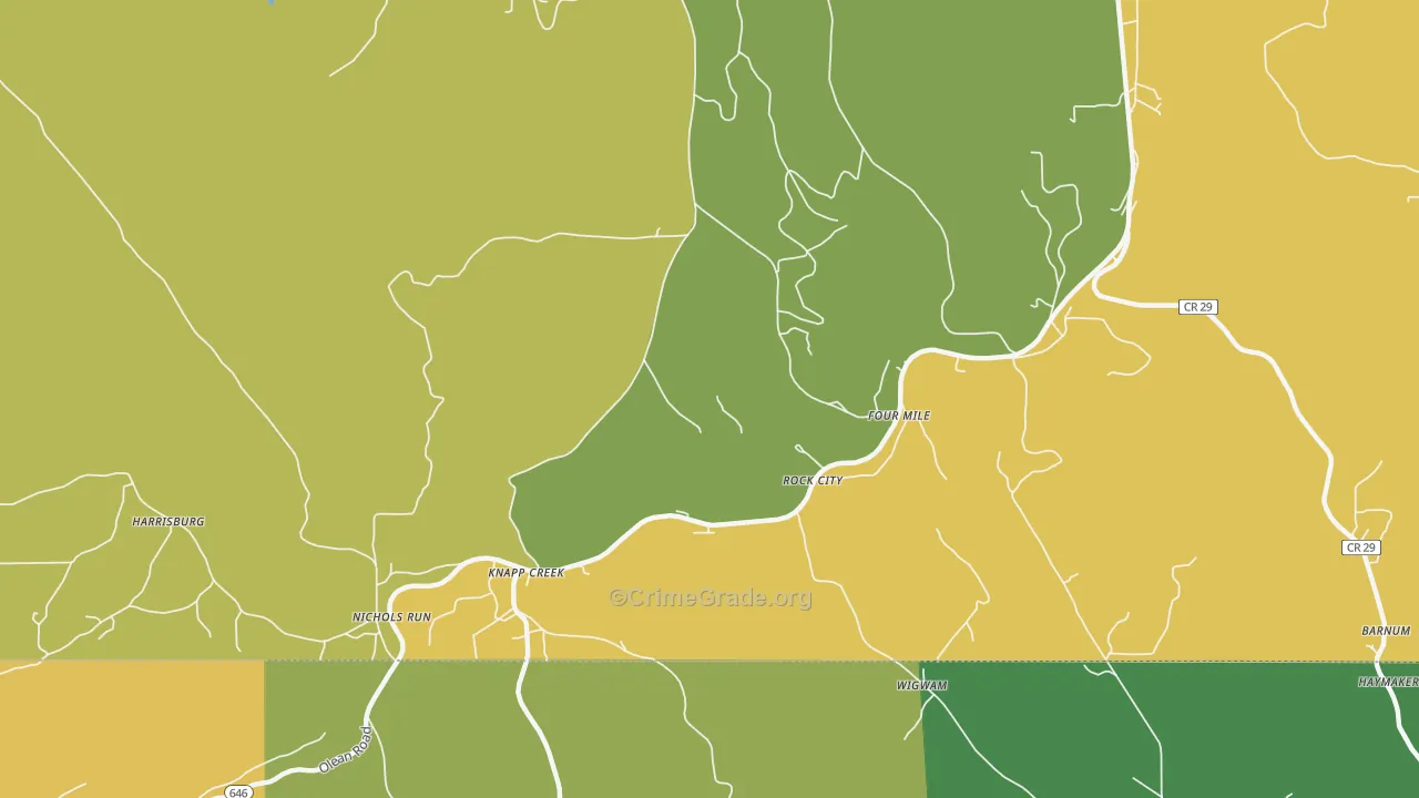 Knapp Creek, NY Map of Arson Rates