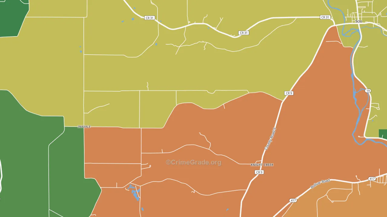 Knight Creek, NY Map of Arson Rates