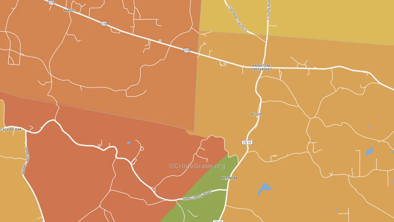Knightens Crossroads, AL Map of Arson Rates