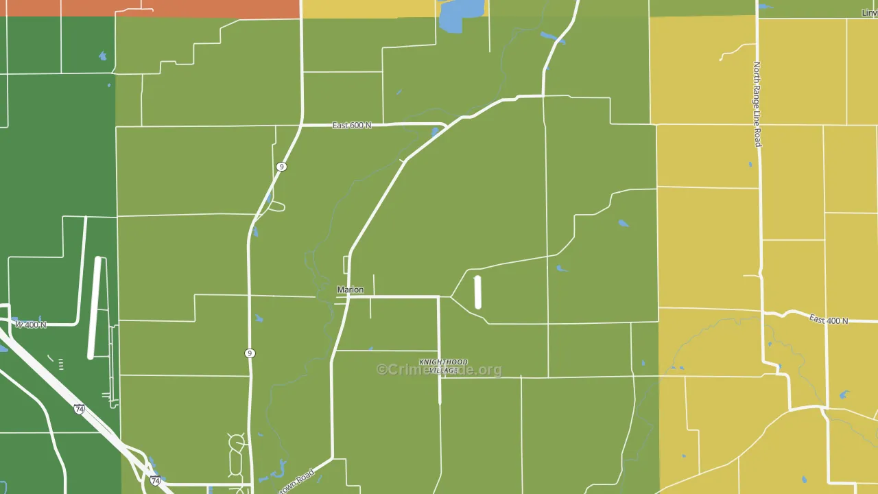Knighthood Village, IN Map of Arson Rates