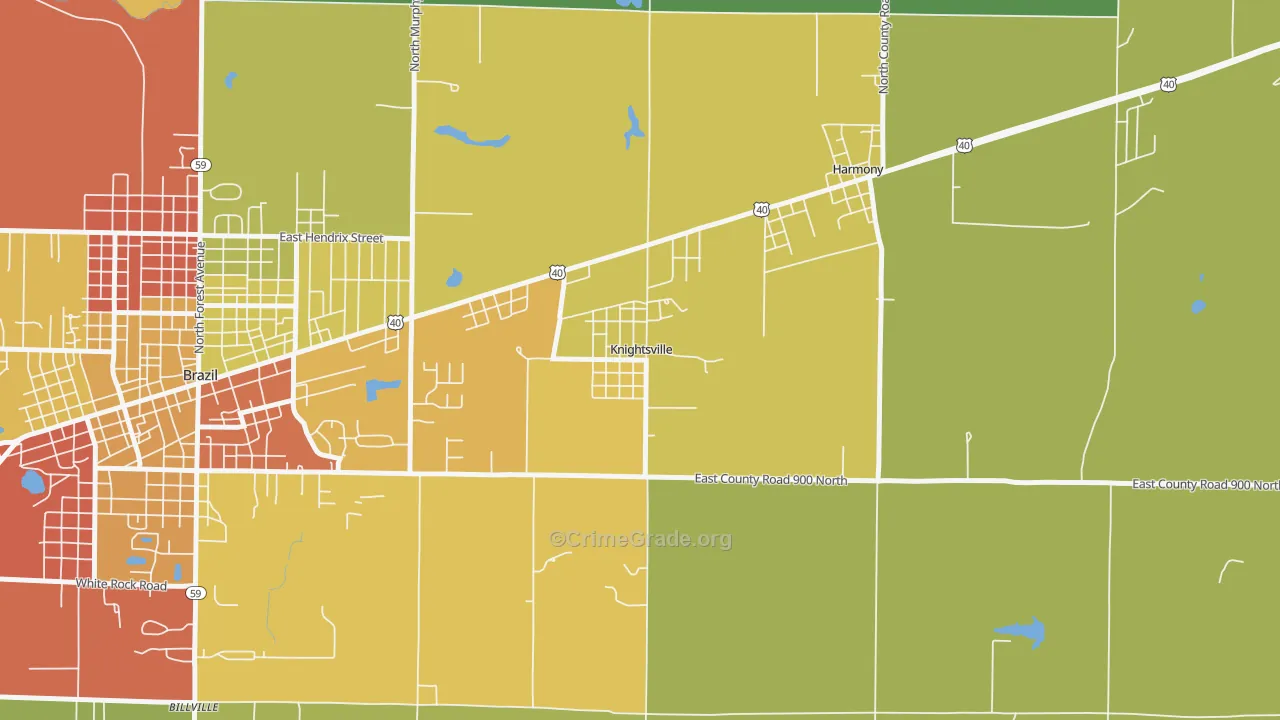 Knightsville, IN Map of Arson Rates