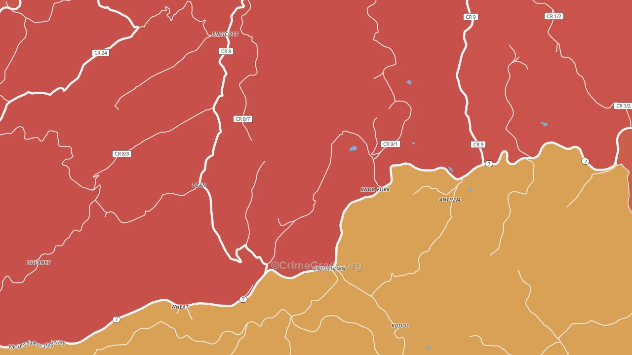 Knob Fork, WV Map of Arson Rates