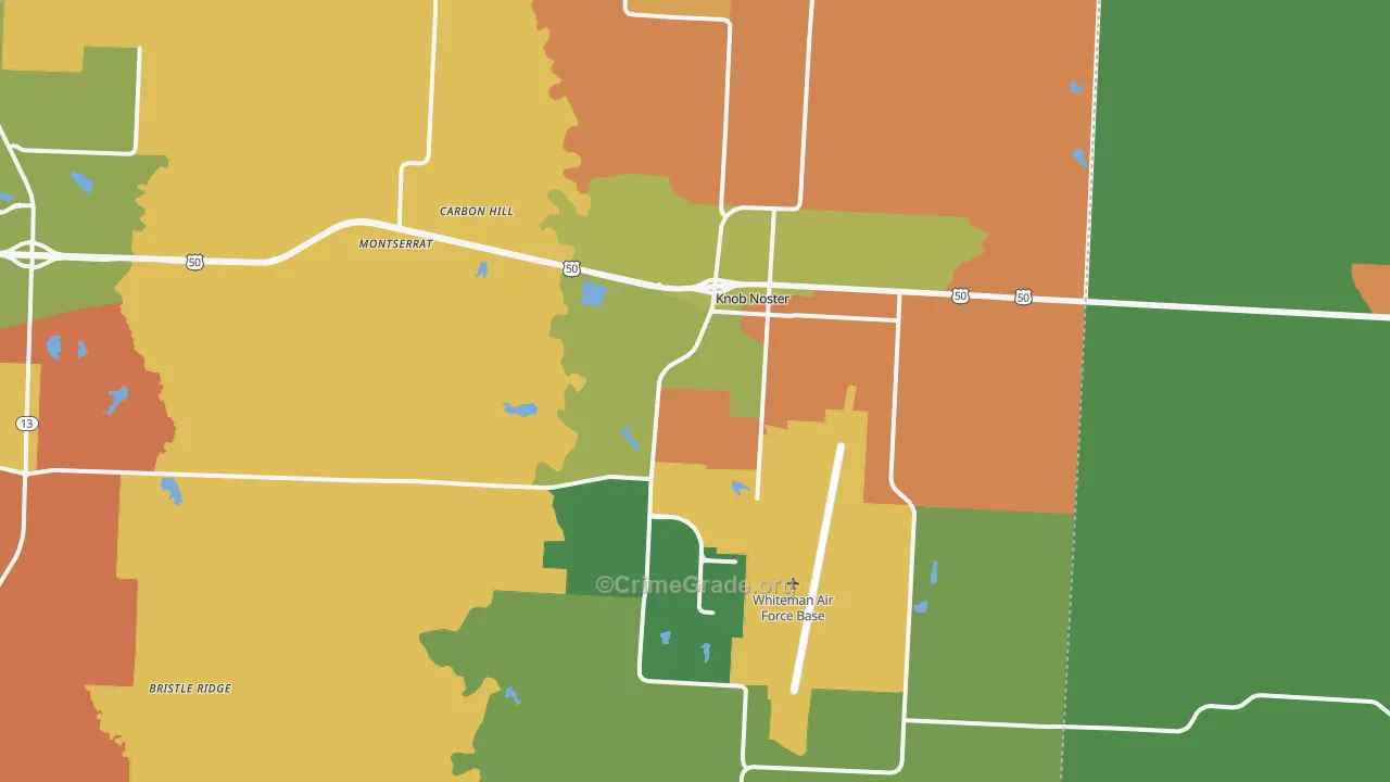 Knob Noster, MO Map of Arson Rates